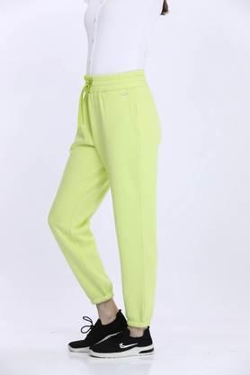 solid polyester regular fit women's joggers - lime green