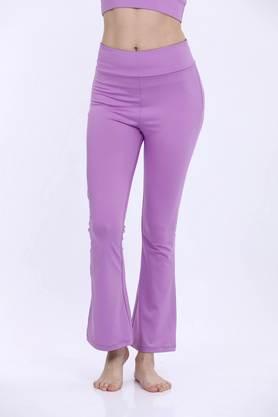 solid polyester regular fit women's track pants - lilac