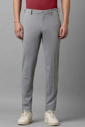 solid polyester slim fit men's formal trousers - grey