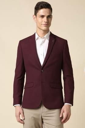 solid polyester super slim fit men's blazer - purple