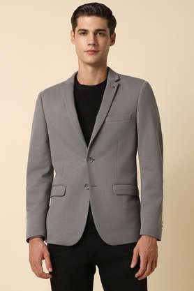 solid polyester super slim fit men's casual suit - grey