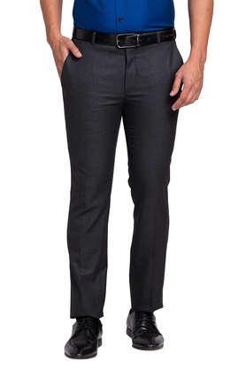 solid polyester super slim fit men's formal trousers - grey