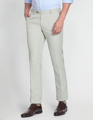 solid polyester twill formal trousers