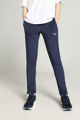 solid polyester women's joggers - blue
