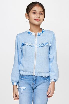 solid rayon girls jacket - blue