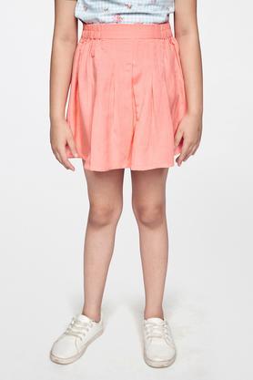 solid rayon regular fit girls skirt - coral