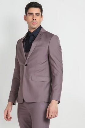 solid rayon regular fit men's casual suit - purple