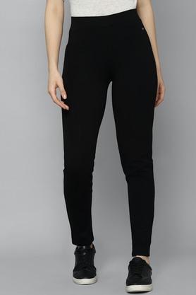 solid rayon regular fit women's work wear pants - black