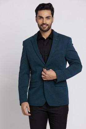 solid rayon super slim fit men's casual blazer - blue
