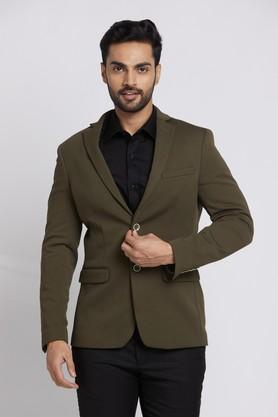 solid rayon super slim fit men's casual blazer - green