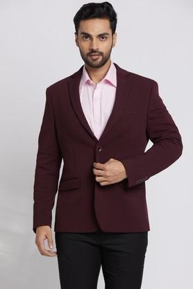solid rayon super slim fit men's casual blazer - purple
