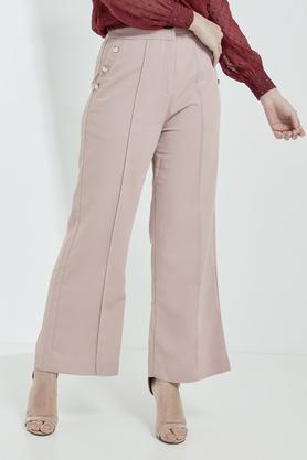 solid regular nylon women's casual wear culottes - dusty pink