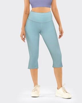 solid relaxed fit capris