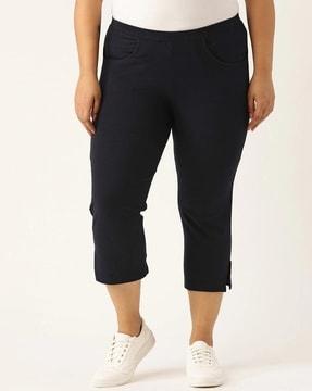 solid relaxed fit capris