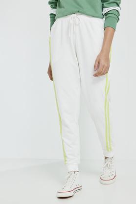 solid relaxed fit cotton women's active wear joggers - off white