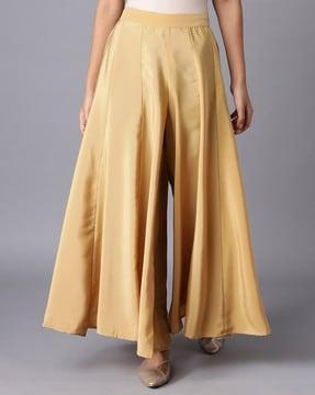 solid relaxed fit polyester culottes