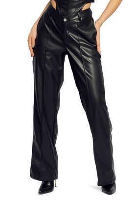 solid relaxed fit polyester women's casual wear pant - black