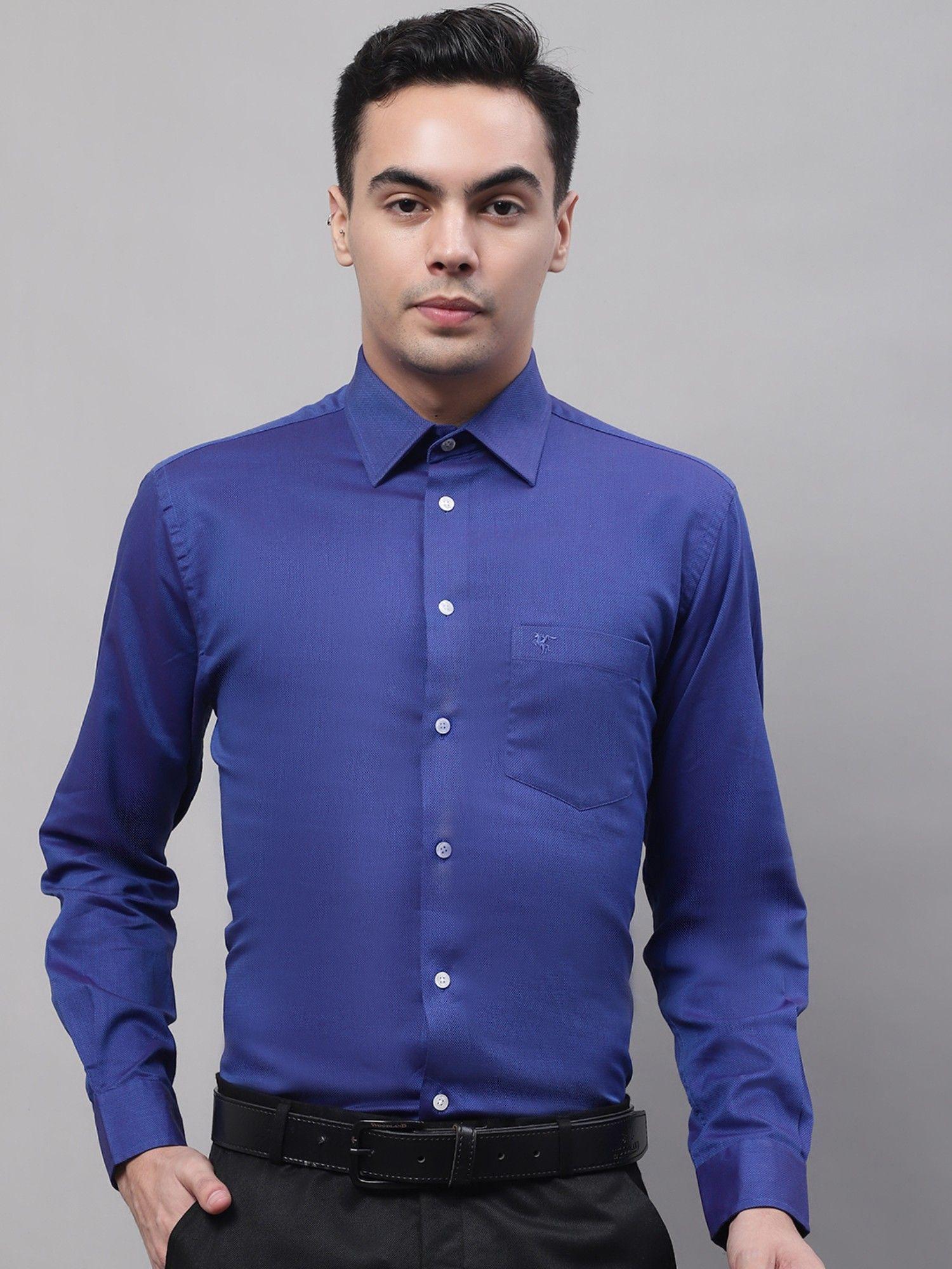 solid royal blue shirt for men