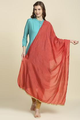 solid silk blend womens festive wear dupatta - coral