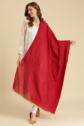 solid silk blend womens festive wear dupatta - maroon