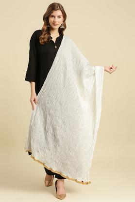 solid silk blend womens festive wear dupatta - off white