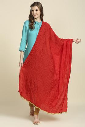 solid silk blend womens festive wear dupatta - red