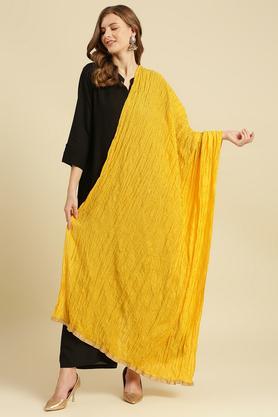solid silk blend womens festive wear dupatta - yellow
