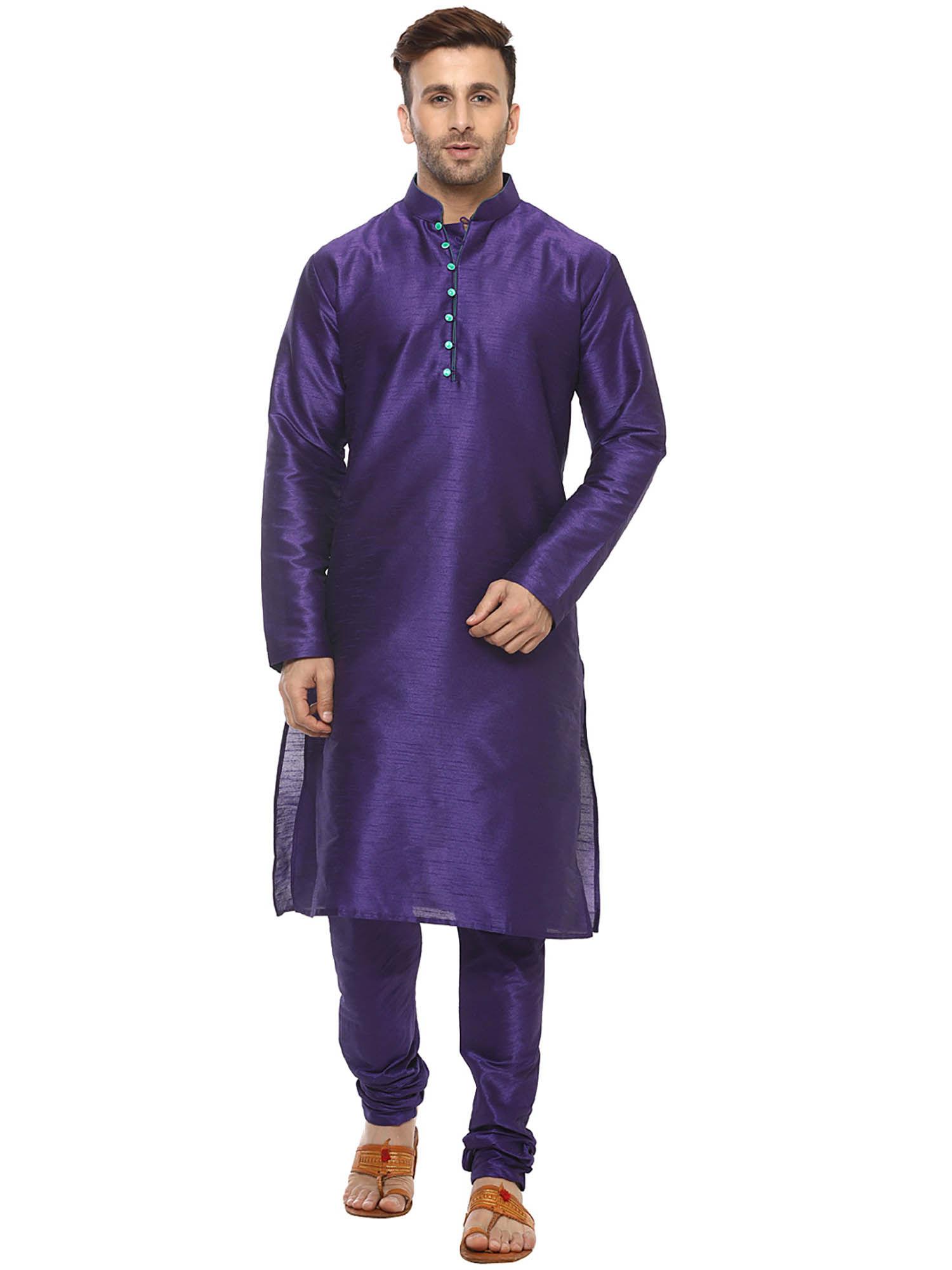 solid silk kurta and pyjama (set of 2)