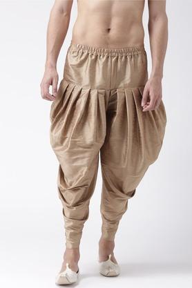 solid silk regular fit men's harem pants - khaki