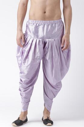 solid silk regular fit men's harem pants - purple