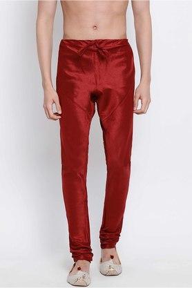 solid silk regular fit men's occasion wear pyjamas - red