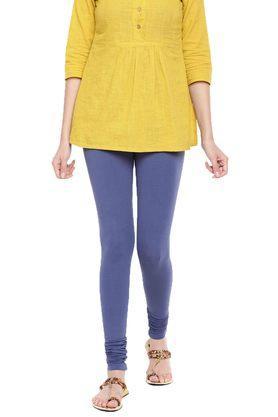 solid skinny fit cotton women's leggings - indigo