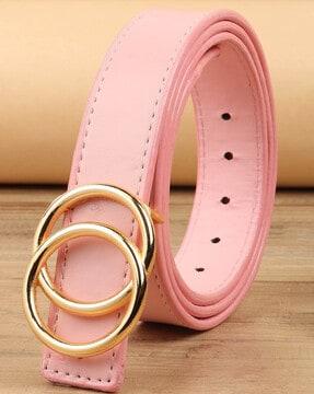 solid slim belt with metal accent
