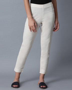 solid slim fit cotton pants
