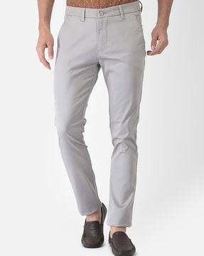 solid slim fit trousers