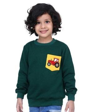 solid sweatshirt with patch pocket