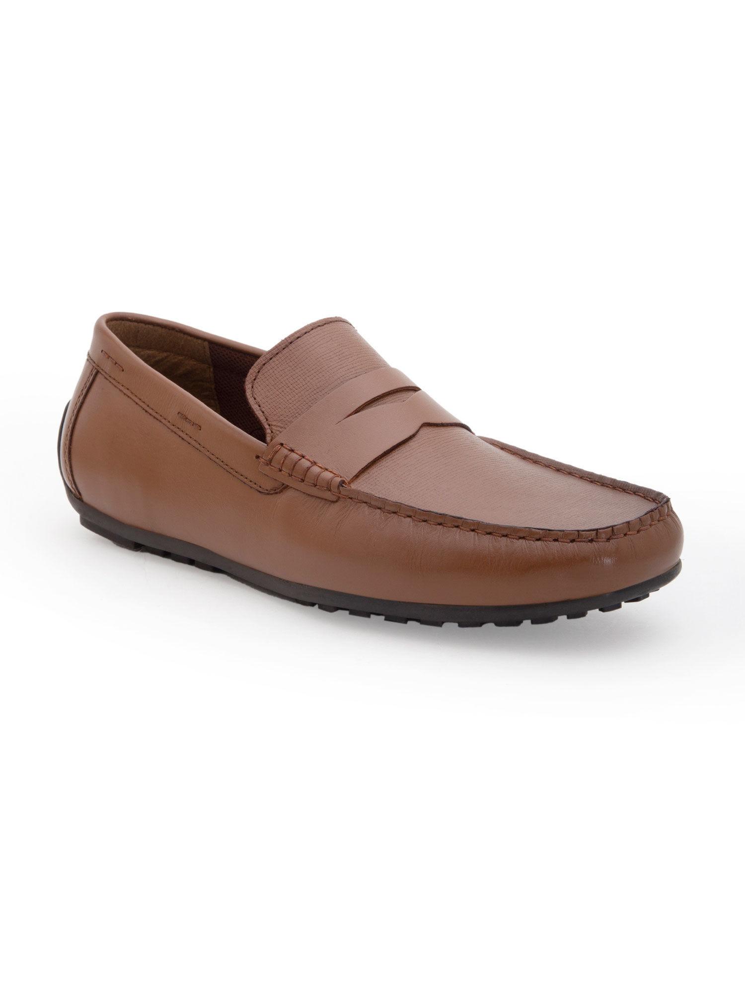 solid tan slip-on dress shoes