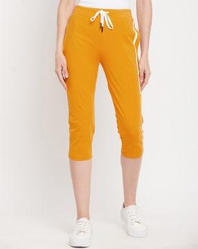 solid track pants with drawstring waistband