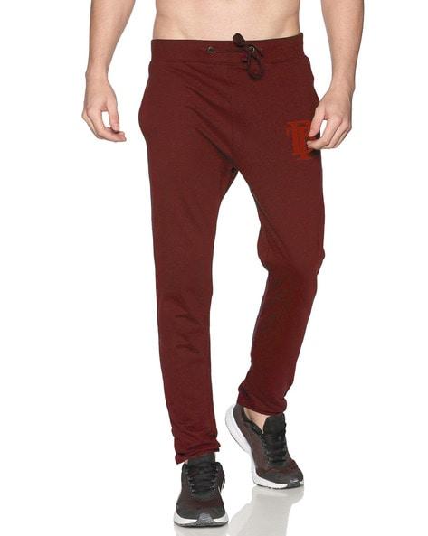 solid track pants with drawstrings