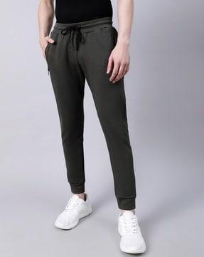 solid track pants with slip pockets