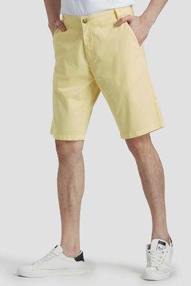 solid twill slim fit men's shorts - yellow