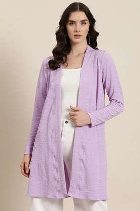 solid v-neck cotton women's casual wear shrug - lavender