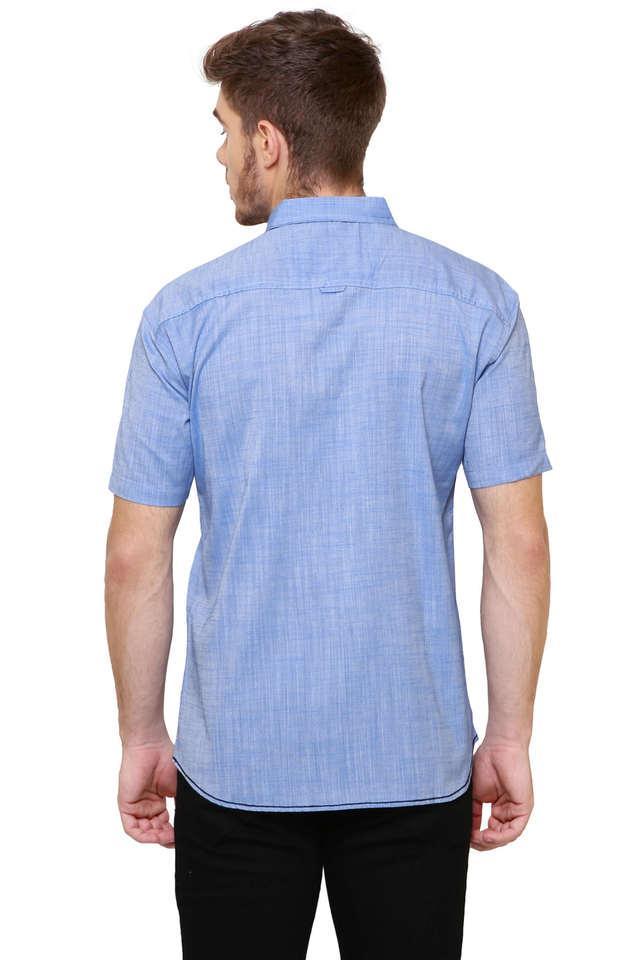 solid viscose slim fit men's casual shirt - light blue