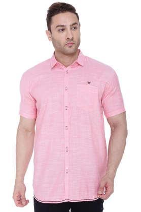 solid-viscose-slim-fit-men's-casual-shirt---pink