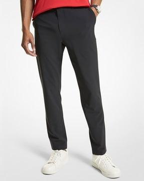 solid woven trousers