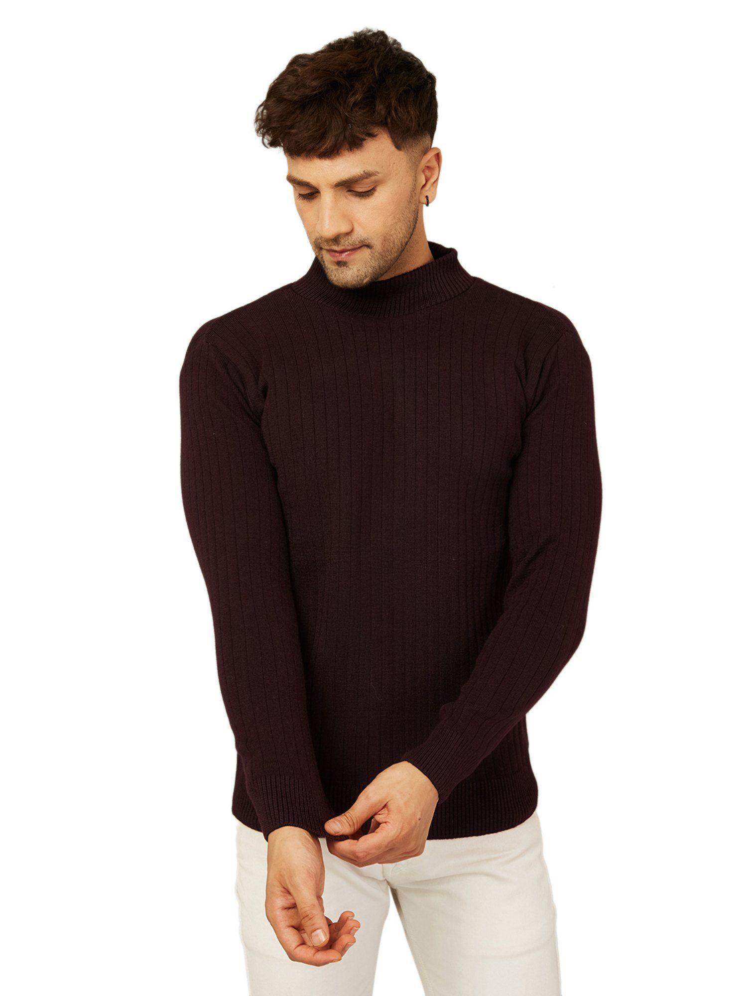 solid,plain high neck sweater for men