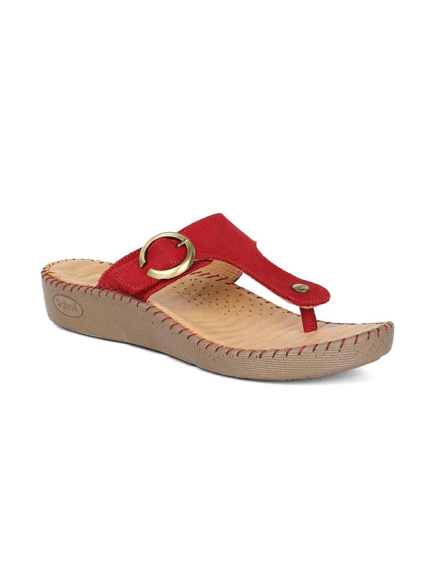 solid/plain red sandals