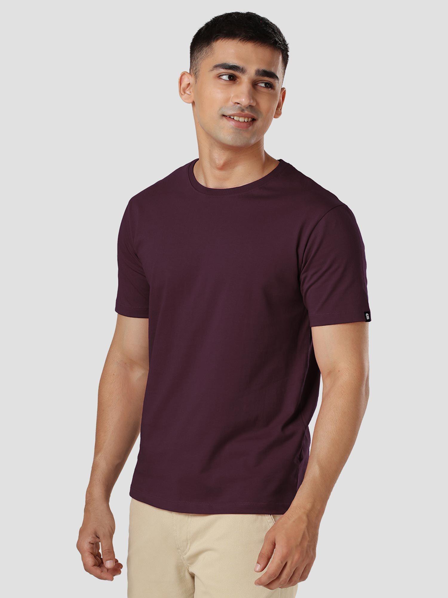 solid: burgundy t-shirt for men