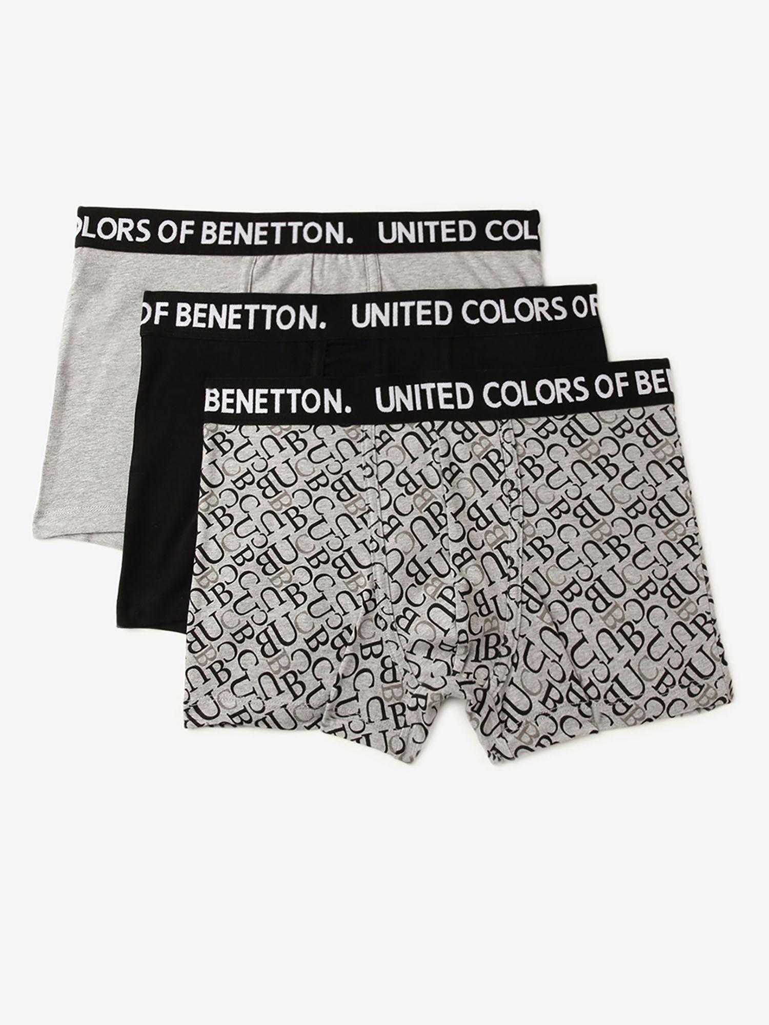 solid & typographic print low rise trunks multi-color (pack of 3)