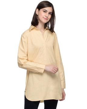 solid  collar-neck kurti